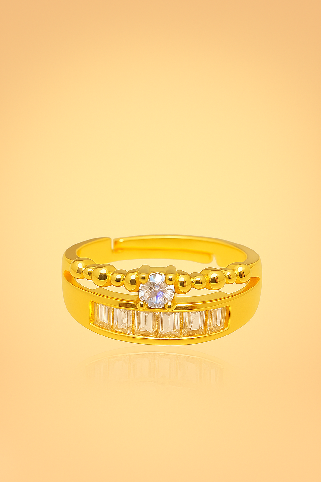 ✨ Elegant Gold Plated Ring with CZ Stones – Stylish Women’s Jewelry for Daily & Party Wear