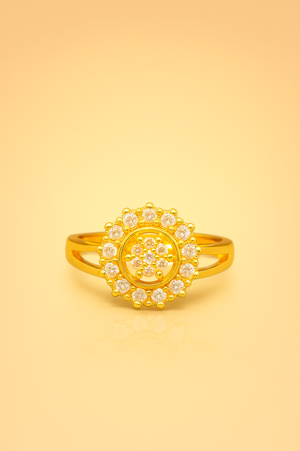 Elegant Gold Halo Ring with Sparkling CZ Diamonds – Perfect Gift for Women
