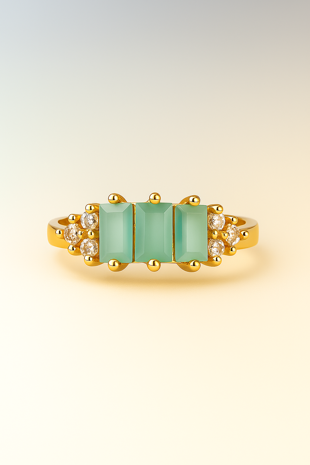 Gold Plated Green Stone Ring – Elegant Women’s Fashion Jewelry