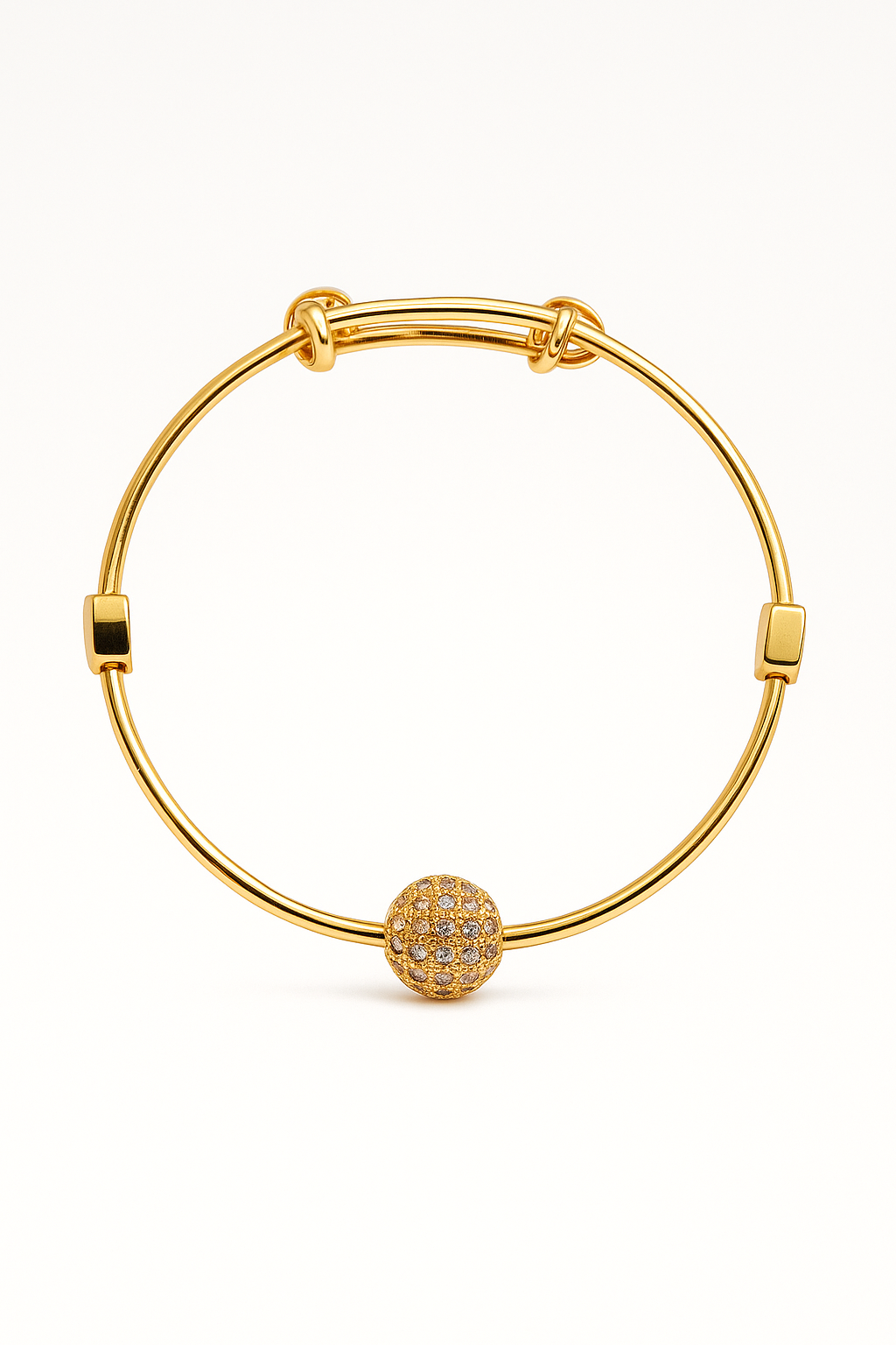 Elegant Gold Plated Bangle with Crystal-Studded Bead