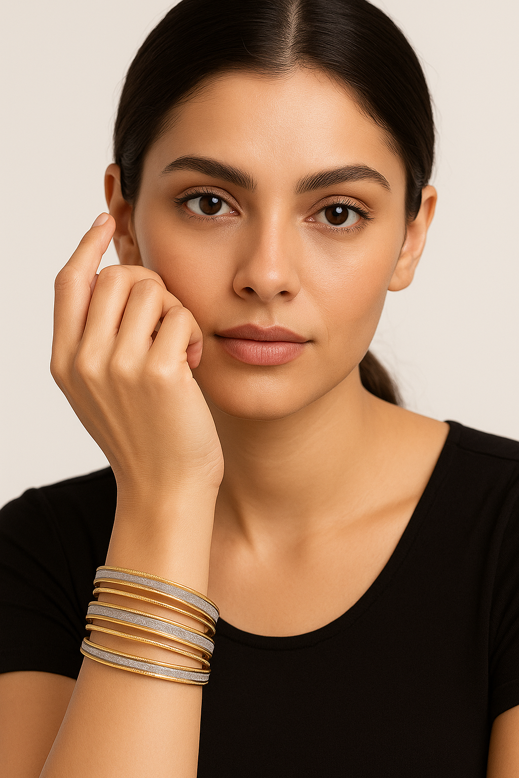 Premium Gold & Silver Glitter Bangles – Elegant Women’s Jewelry Set