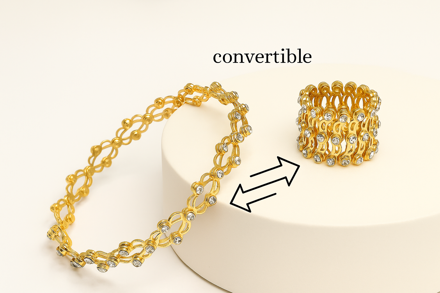 Convertible Gold Bracelet & Ring – 2-in-1 Elegant Design