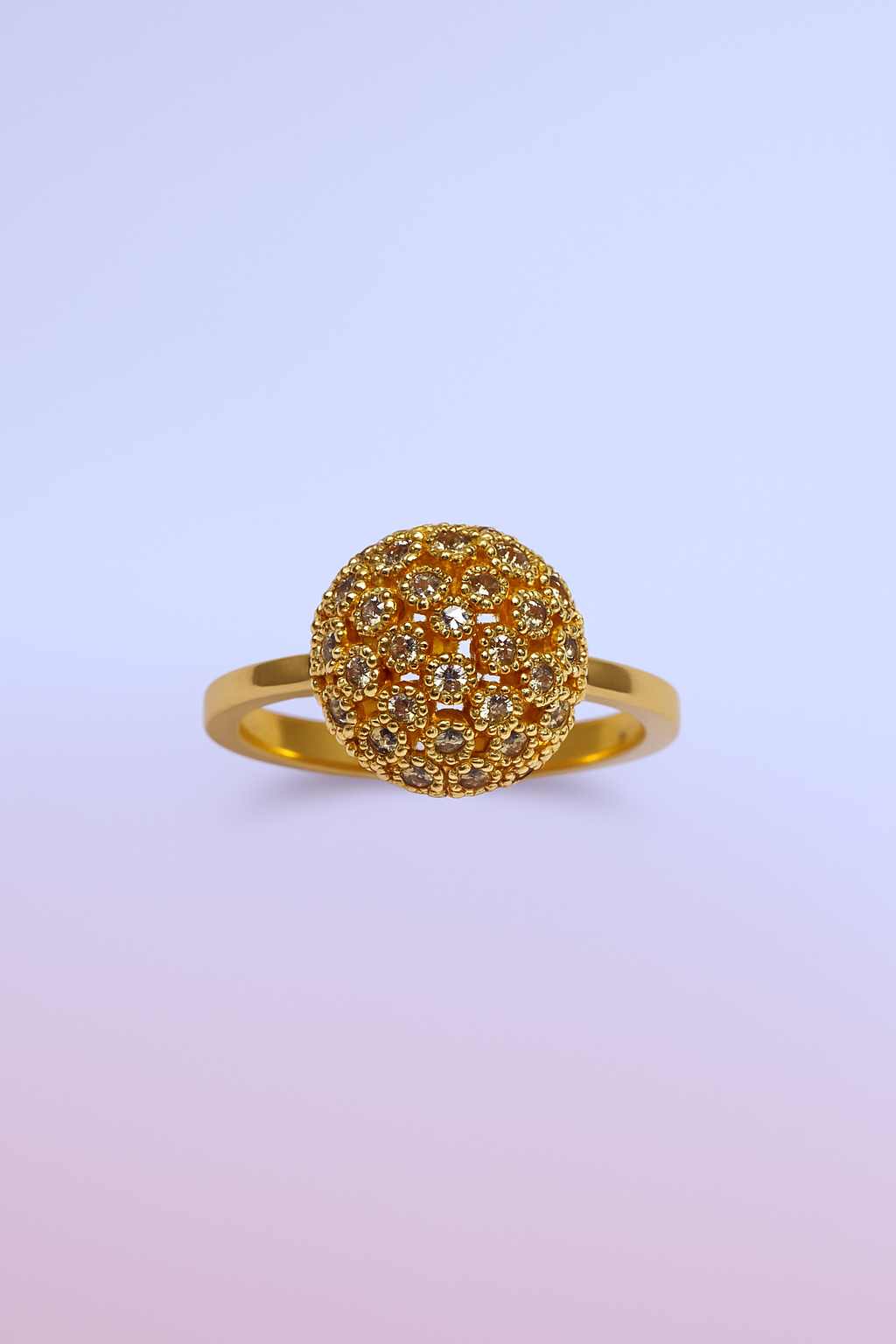 Luxury Gold Plated Crystal Dome Ring – Elegant Women’s Jewelry