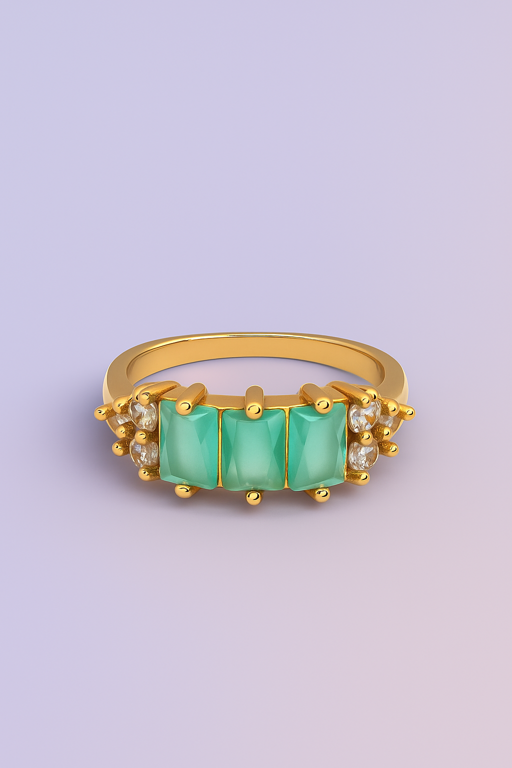 Gold Plated Green Stone Ring – Elegant Women’s Fashion Jewelry