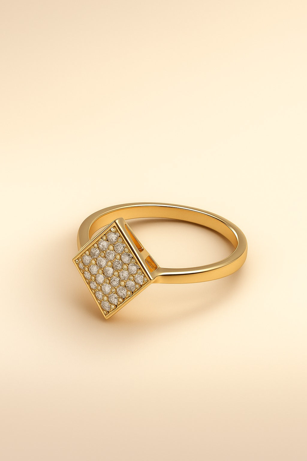 Elegant Adjustable Gold-Plated Diamond Square Ring – Women’s Luxury Jewelry adjustable