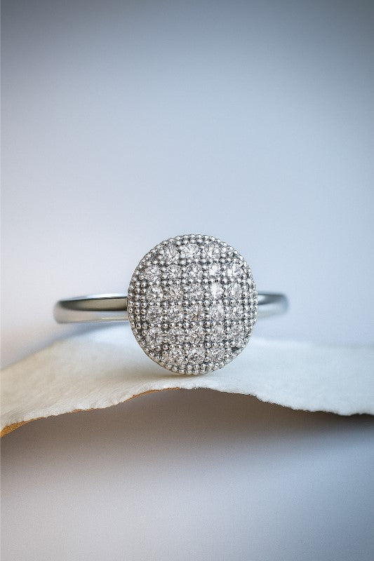 Elegant Adjustable Silver-Plated Round Diamond Ring – Women’s Luxury Jewelry