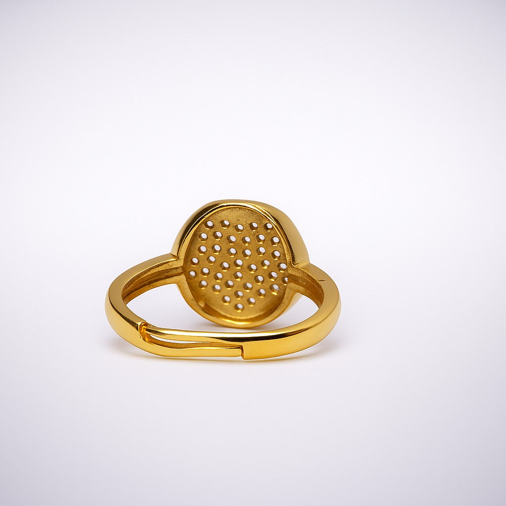 Luxury Gold-Plated Floral Diamond Ring – Adjustable Women’s Statement Jewelry