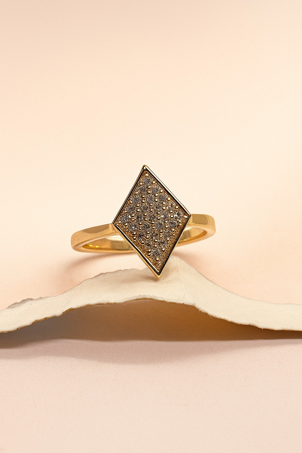 Elegant Adjustable Gold-Plated Diamond Square Ring – Women’s Luxury Jewelry adjustable