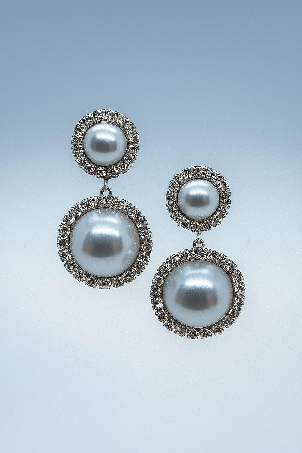 Elegant Pearl & Diamond Halo Stud Earrings – Luxury Bridal & Evening Jewelry